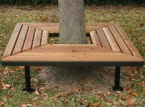 Square Wood And Metal Bench