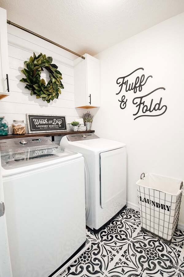 Stylish Black And White Laundry Space