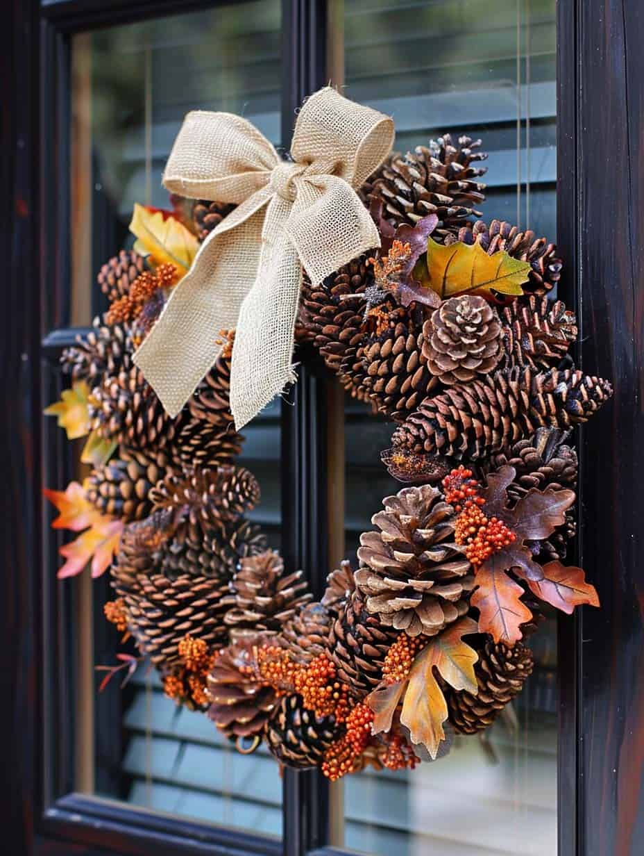 Pinecone and Burlap Wreath