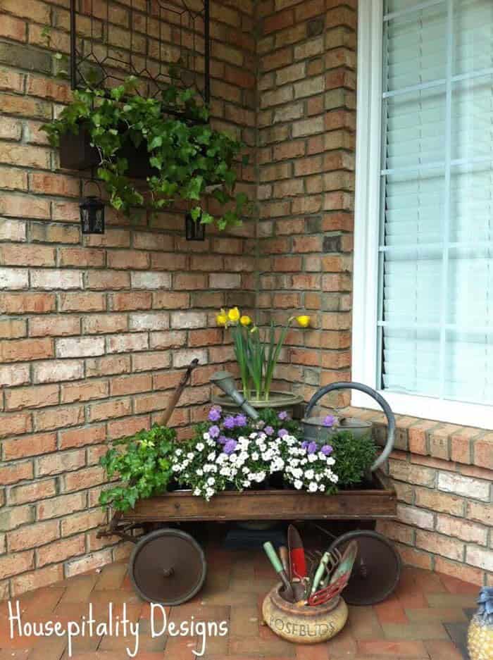 Vintage Wagon Spring Flower Planter