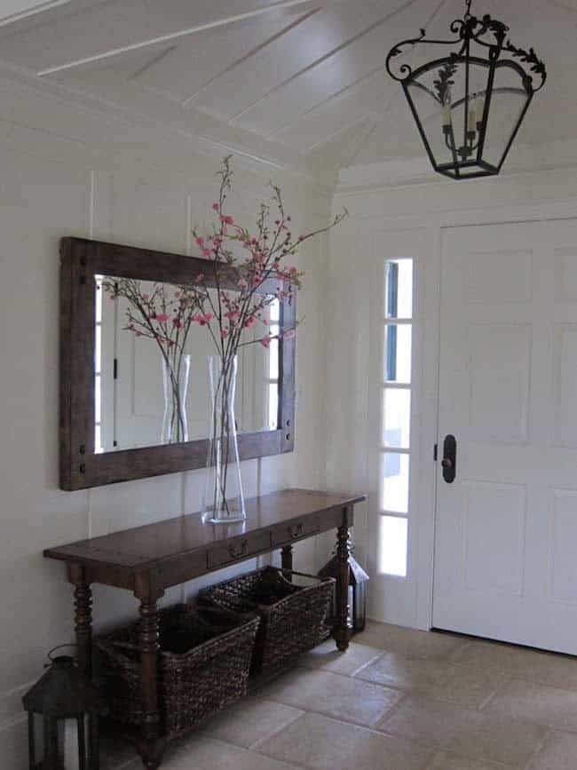 Rustic Entryway Ambiance With A Rectangular Mirror