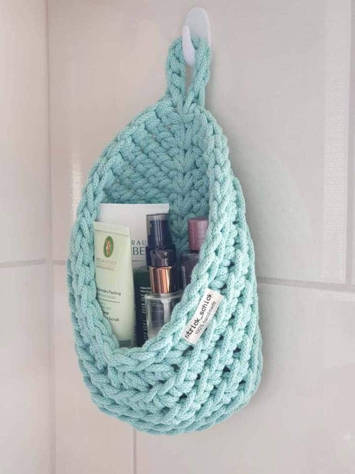 Give Bathroom Polished Look with Hanging Crocheted Basket