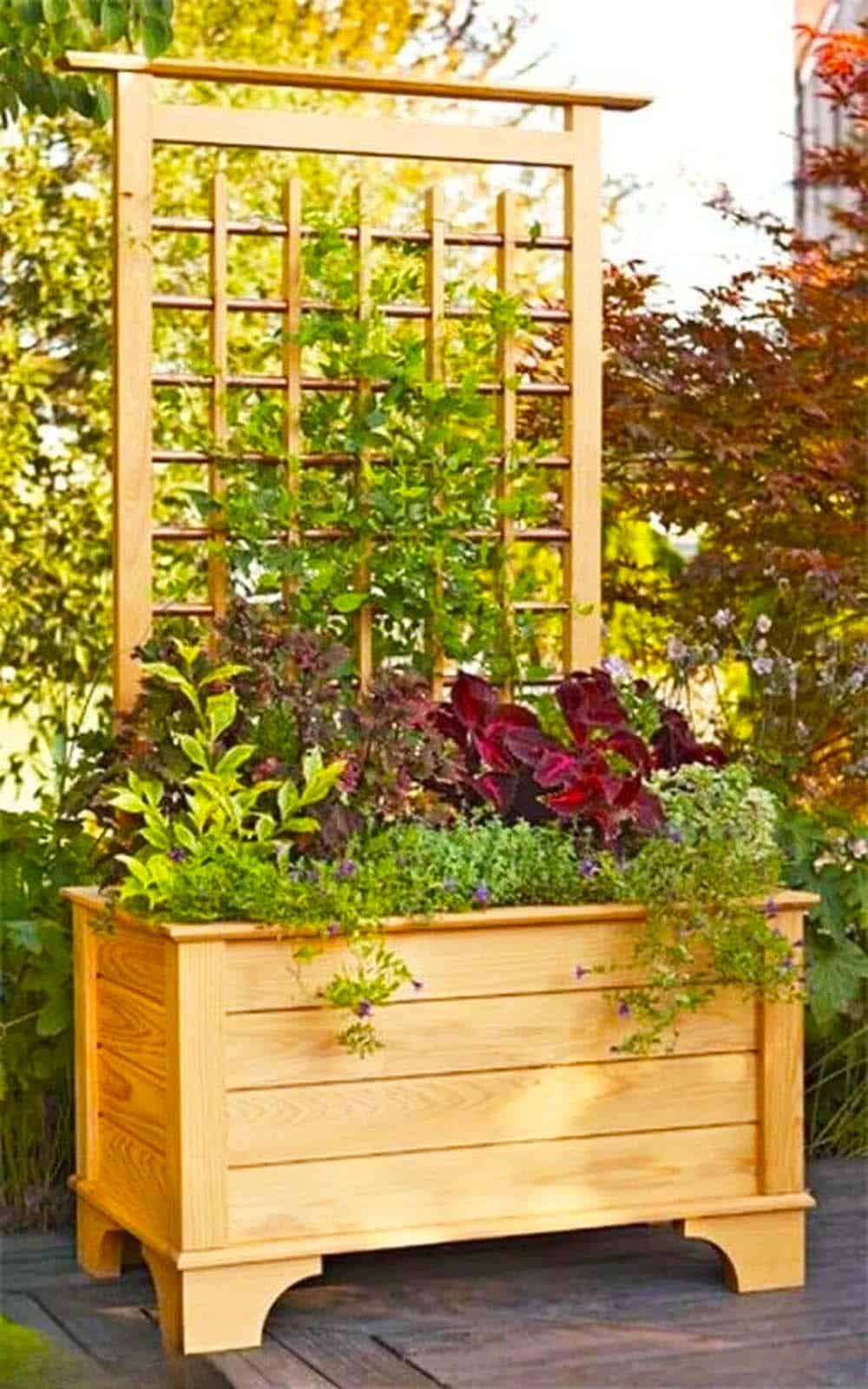 Wooden Trellis Planter