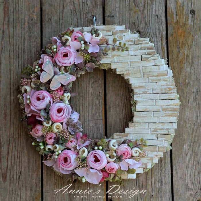 Make a Brick Art Clothespin Wreath with Floral Accents