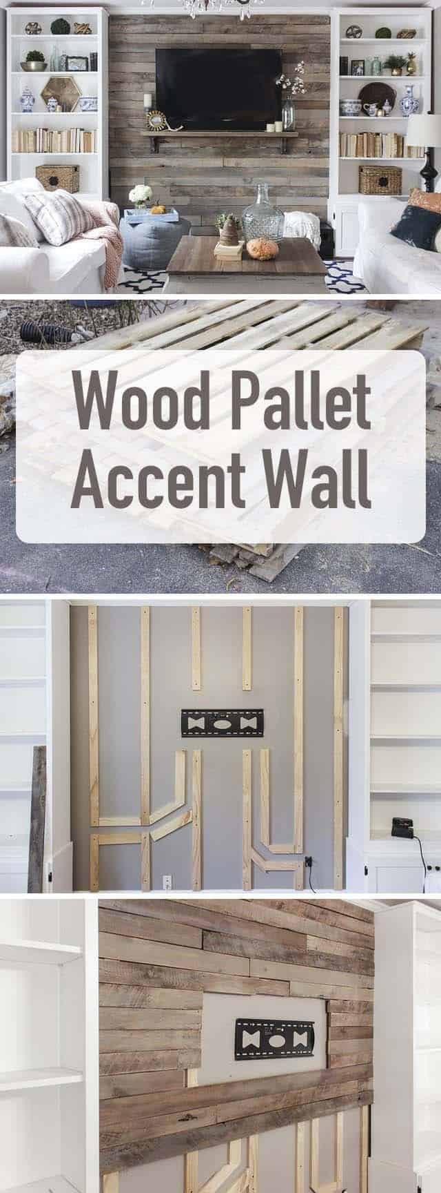 Living Room Accent Wall With Pallet Planks