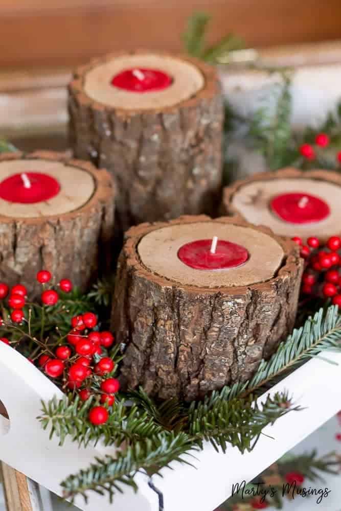 Turn Logs into Rustic Candle Holders