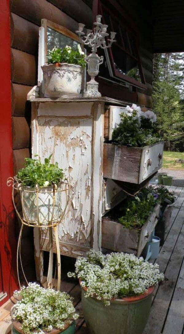 Repurpose A Distressed Dresser As A Planter