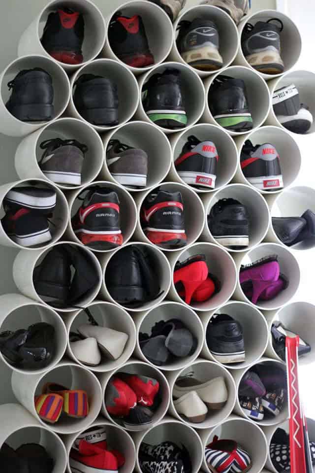 Bring an Industrial Vibe with PVC Pipes Shoe Organizers