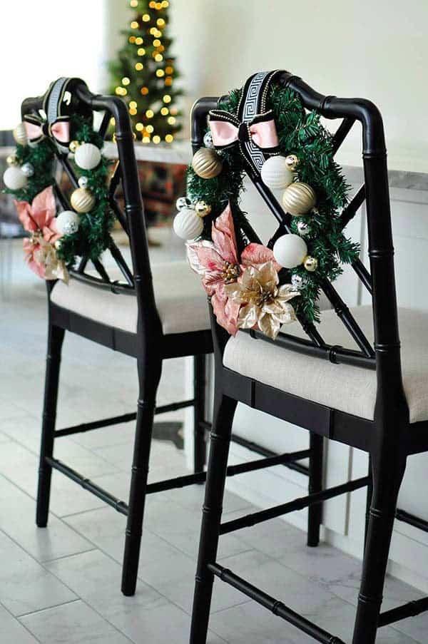 Add Flair to Dining Room Chairs with Rose Gold Wreaths