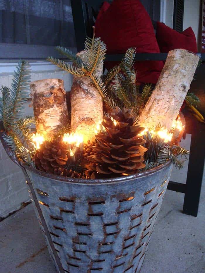 Upcycle a Galvanized Bucket into a Rustic Christmas Decor