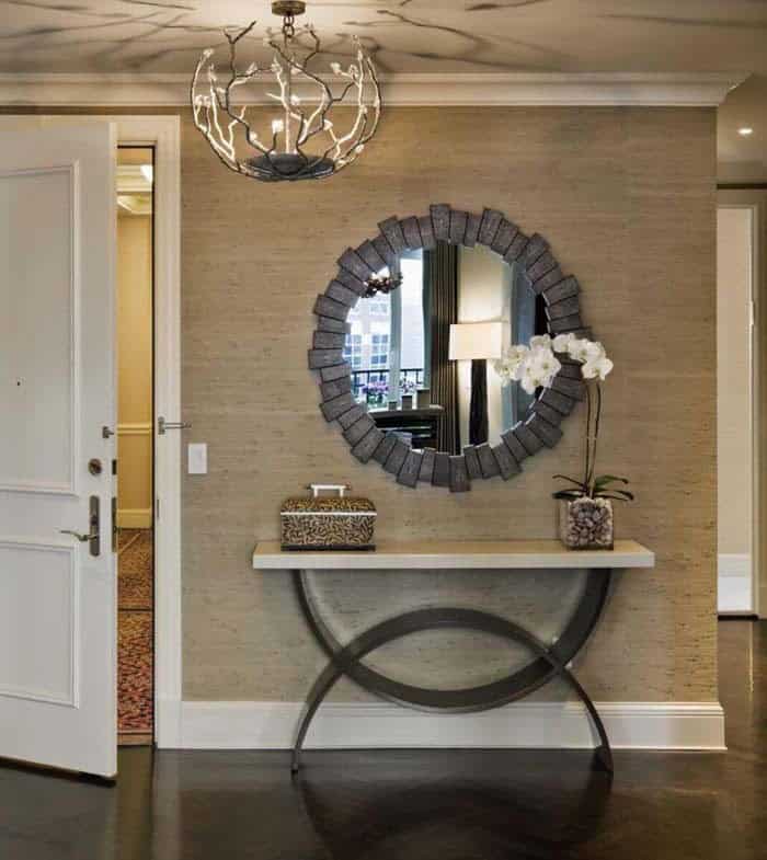 Contemporary Entryway Table with Marble Countertop