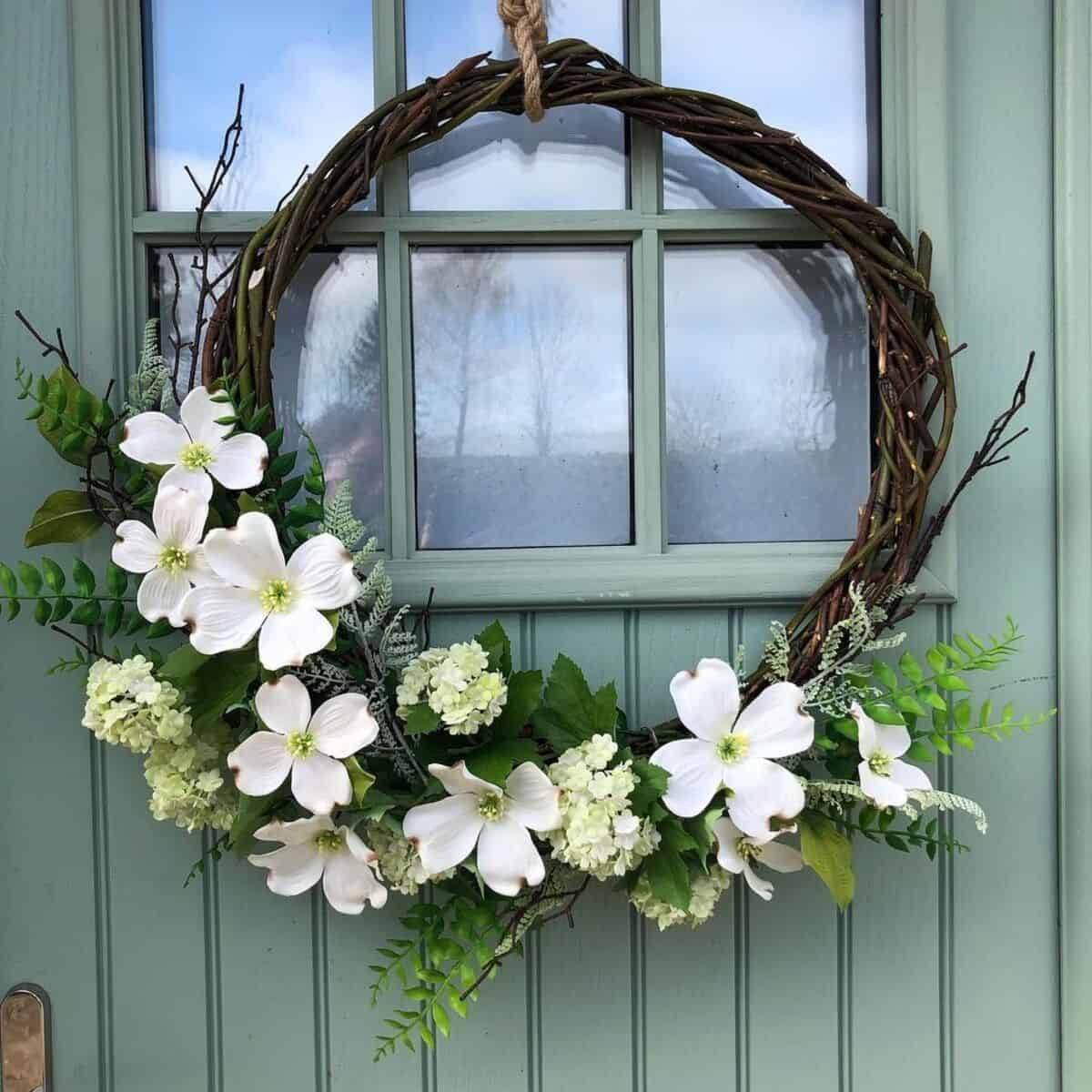 Grapevine Wreath With White Blooms