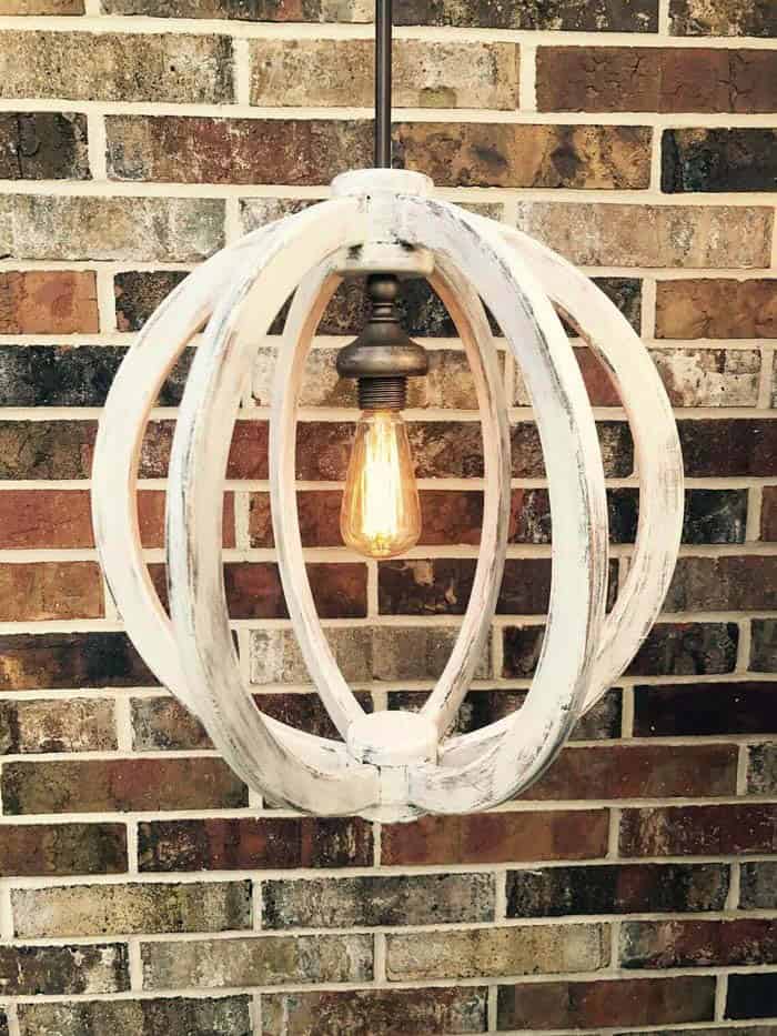 Distressed Wood Orbit Framed Edison Bulb Light