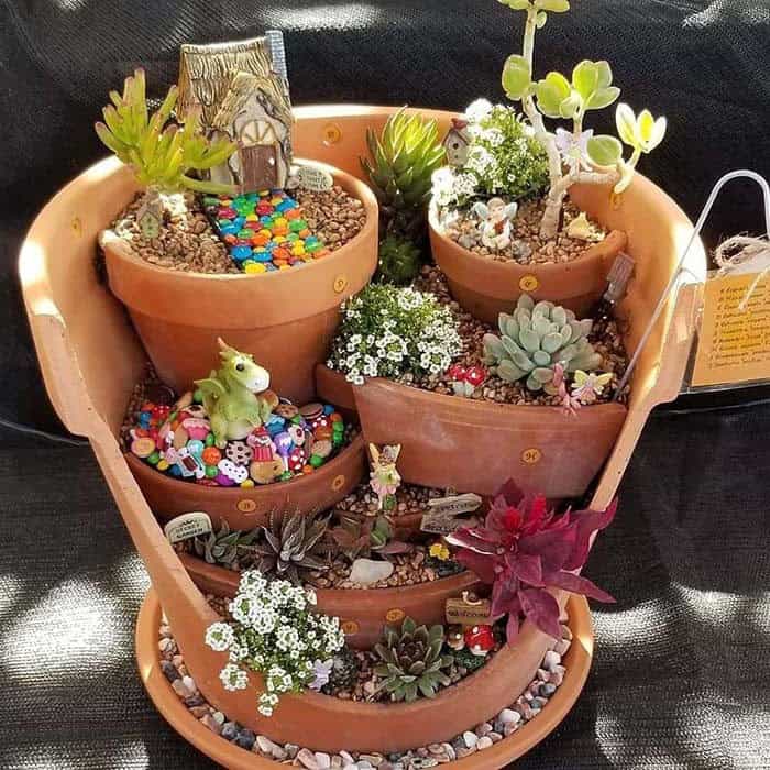 Create an Eerie Fairy Garden with a Tiered Flower Pot