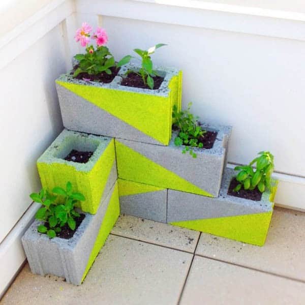 Be Charmed with Painted Cinder Block Tiered Garden