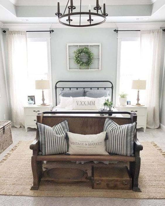 Rustic Farmhouse Bedroom with Black and White