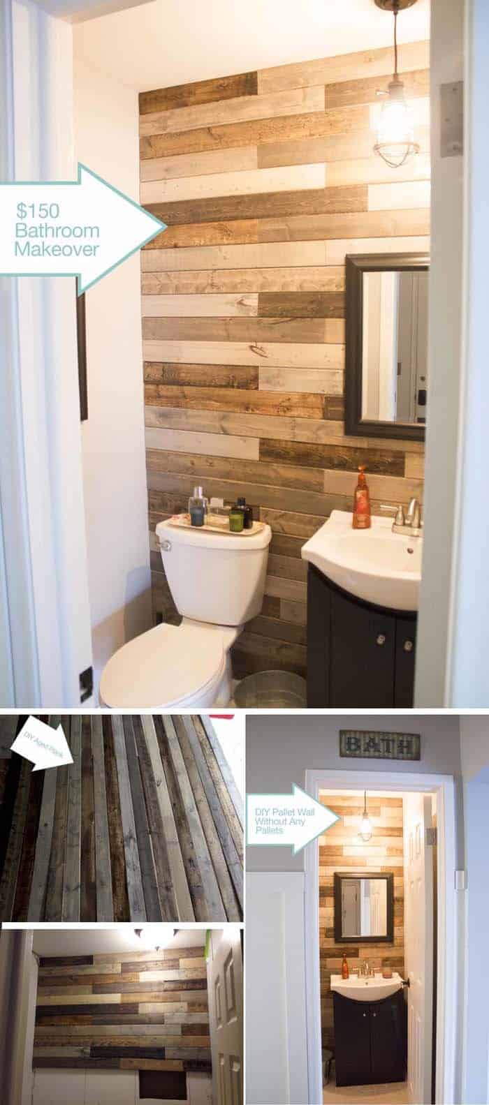 Bathroom Accent Wall With Wood Panels