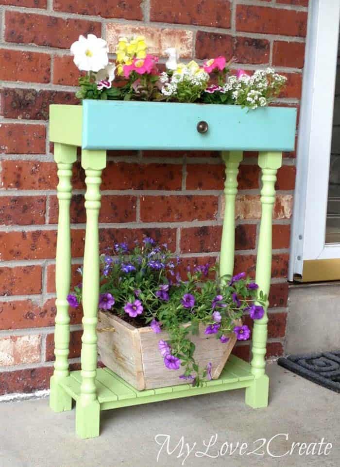 Two-Level Wooden Planters from Upcycled Furniture