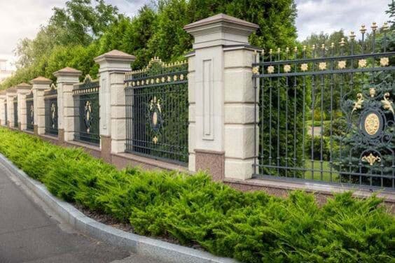 Fence Line Landscaping With Evergreen Shrubs