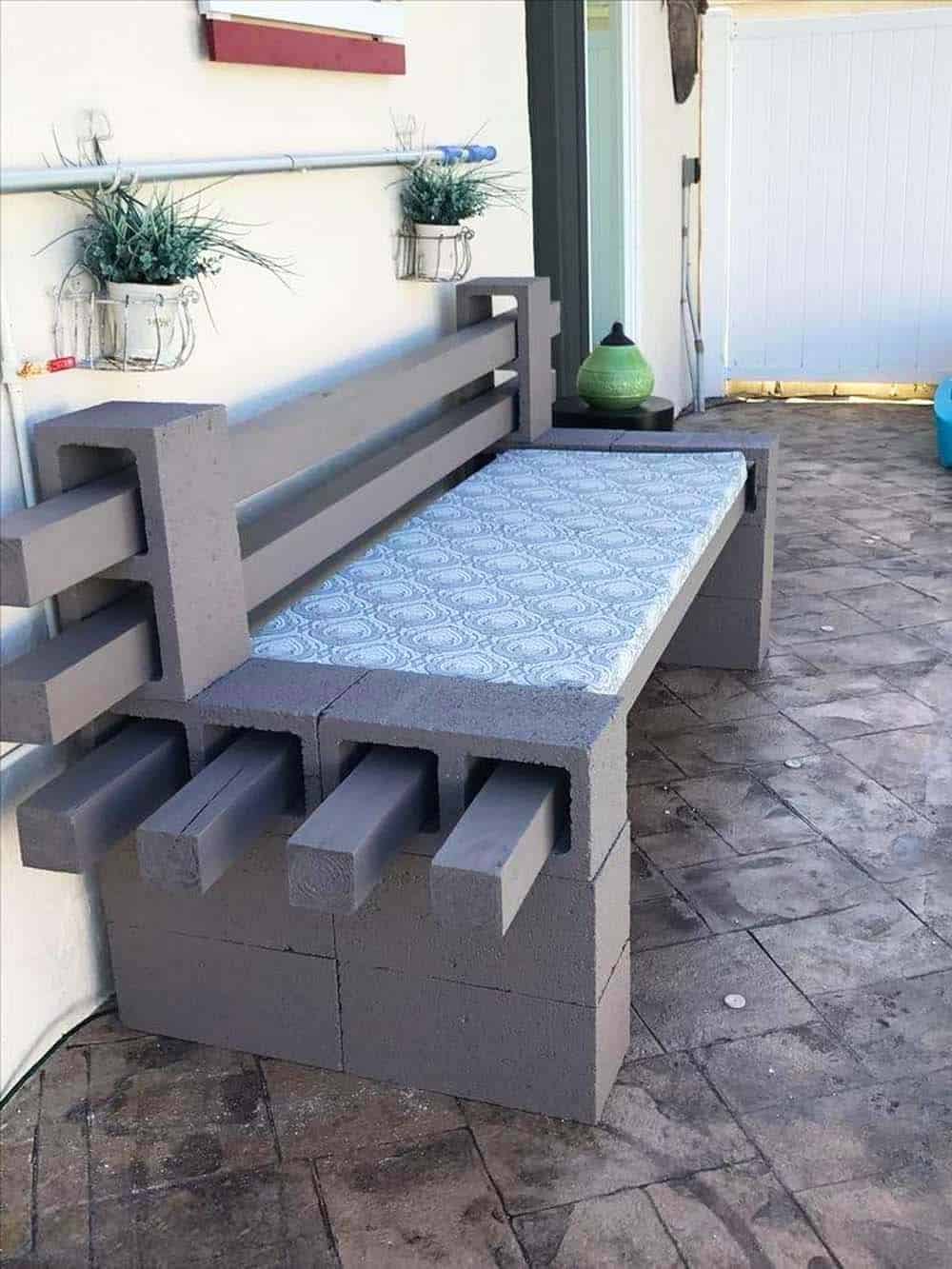 Concrete Block Bench