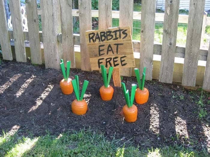 Make a Spring Garden with Wooden Carrots and Bunnies