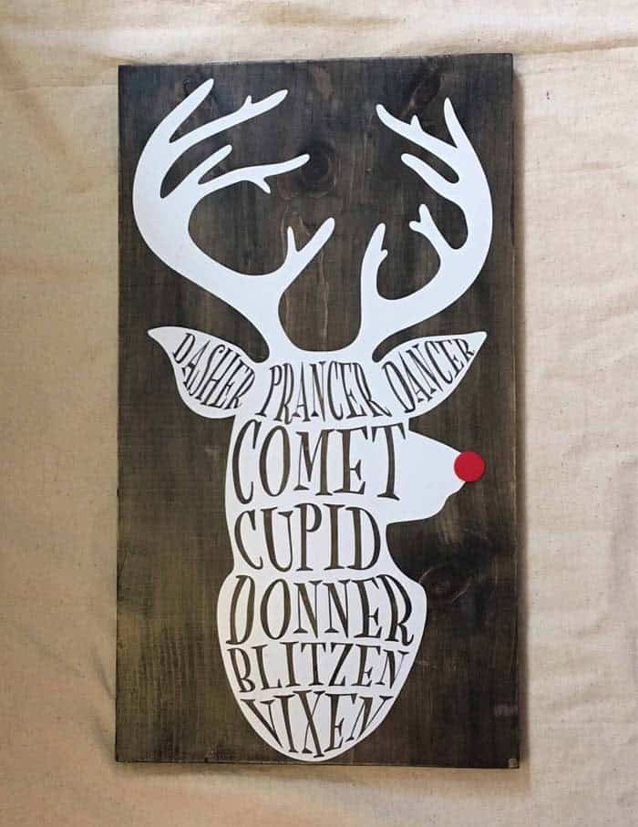 Santa’s Reindeer Team Wood Plank Art