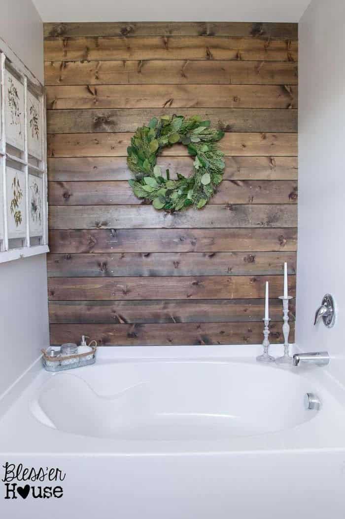 Bathroom Accent Wall With Wood