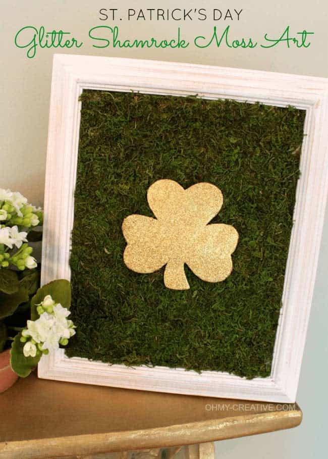 Moss-Accented Shamrock with Gold Shimmering Frame