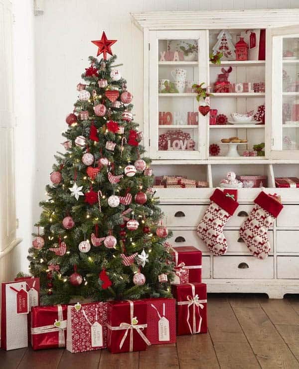 Transform Your Kitchen Cupboard with Red Christmas Decor