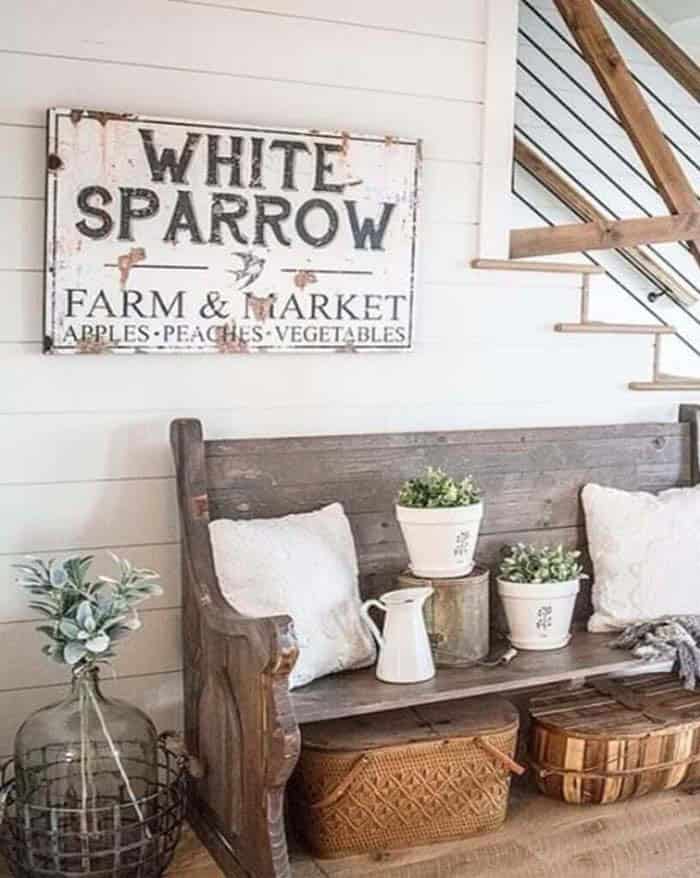 Evoke Rustic Charm with a Weathered Bench Display