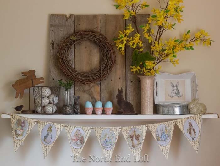 Use a Floating Shelf for Your Rustic Easter Decorations