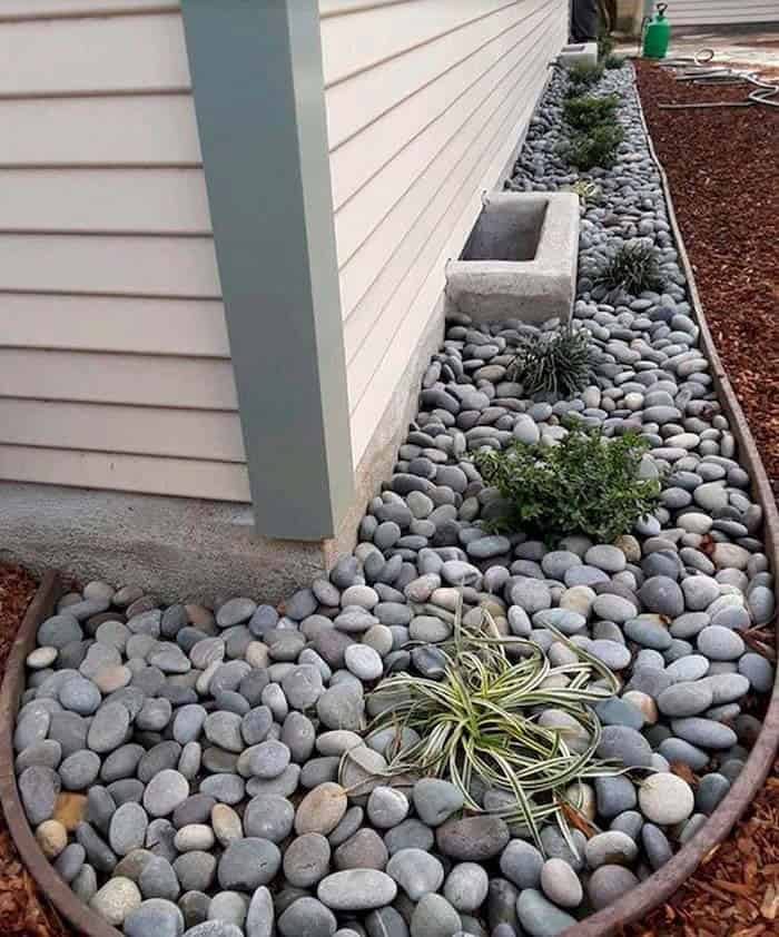 River Rock Landscaping Around House