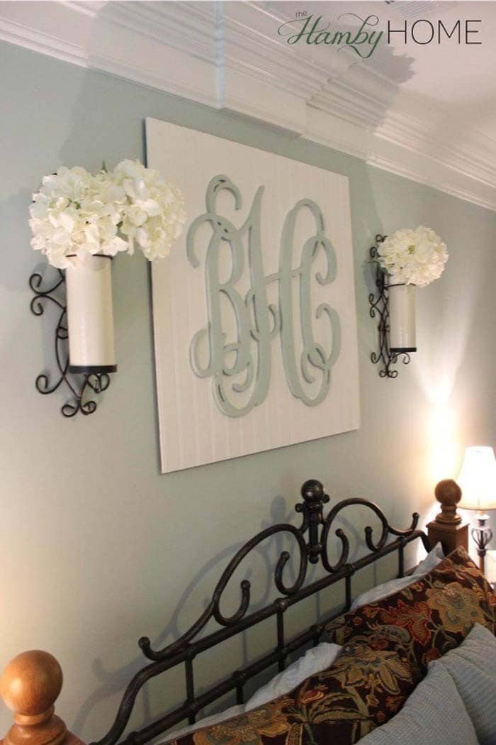 Monograms Scrollwork Is Master Bedroom Feature Art