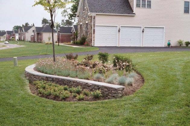 Garden Island Divided By A Stone Wall