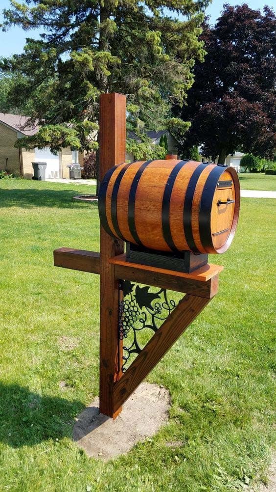 Whiskey Barrel Becomes the Mailbox