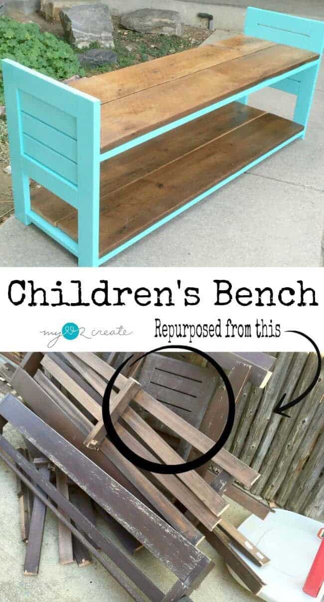 Reclaimed Wood Scraps Kids Bench