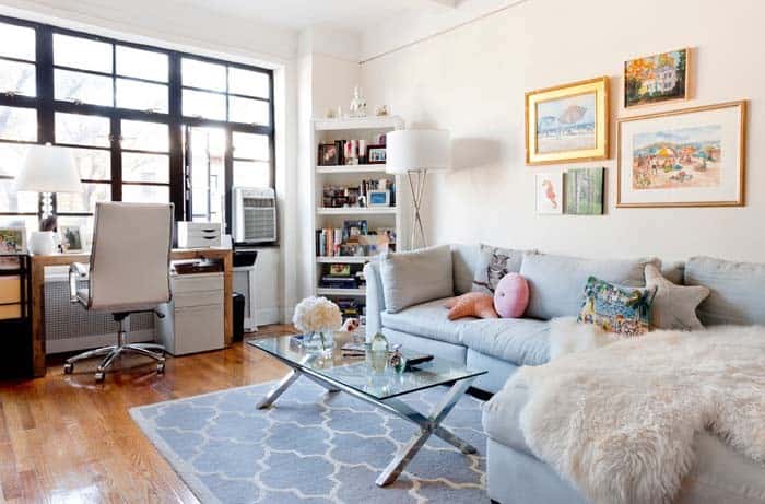 Zoned Living Room With Delicate Beach Themed Accents