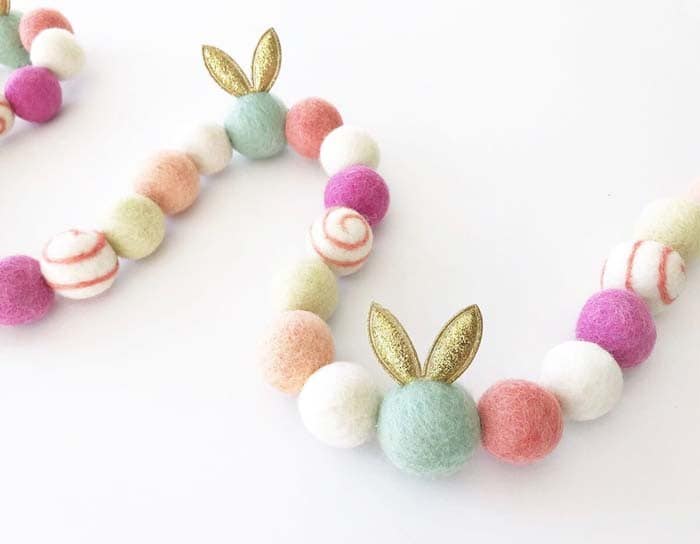 Quirky Cute Bunny Ears Felt Garland