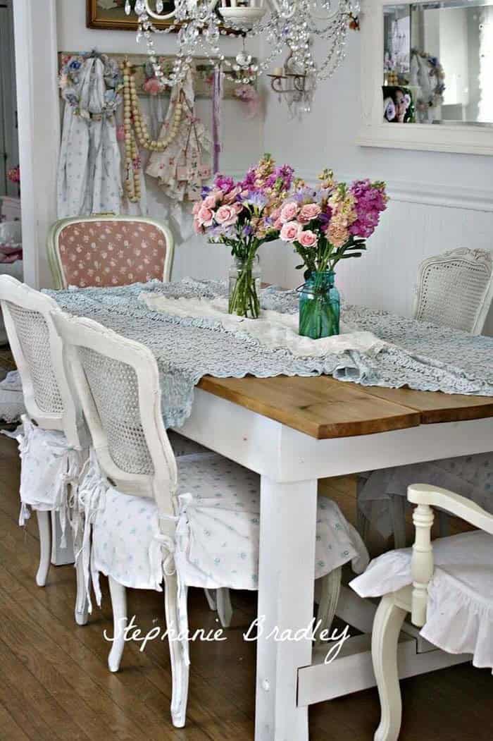 Add Elegance With Florals, Chandelier, and Lace