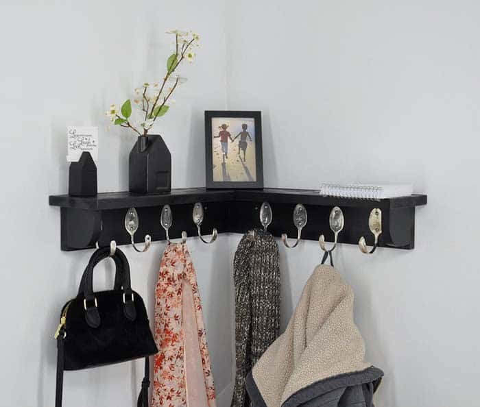 Corner Shelf With Spoon Hooks