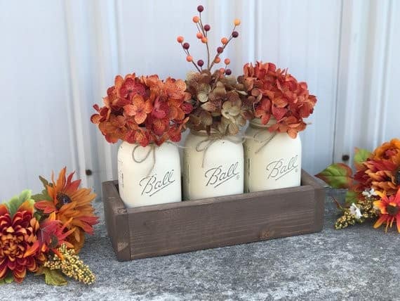 Make a Rustic Fall Centerpiece with Mason Jar Flower Vases