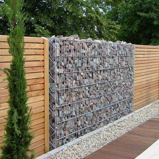 Stone Privacy Gabion Fence