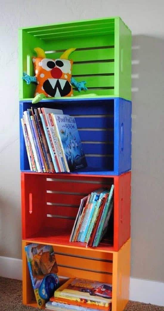 Make a Vertical Toy Storage with Colorful Stacked Crates