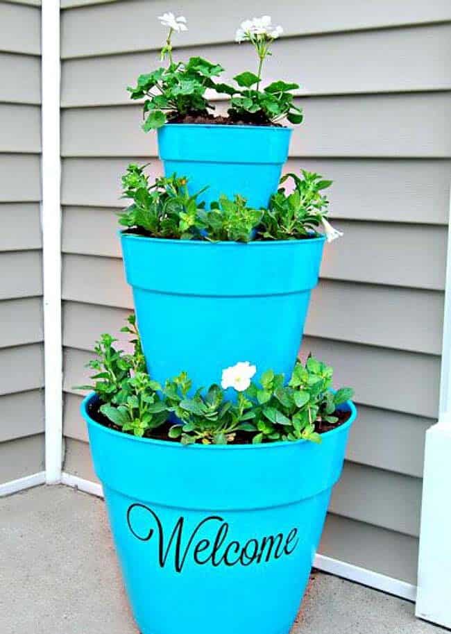 Brighten a Porch with a Colorful Terra Cotta Pot Arrangement