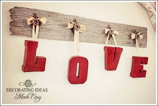 Use a Rustic Wood for Valentines Day Decorations