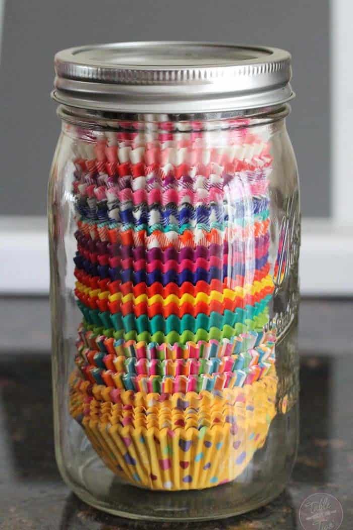 Store Cupcake Liners Easily and Safely with a Jar