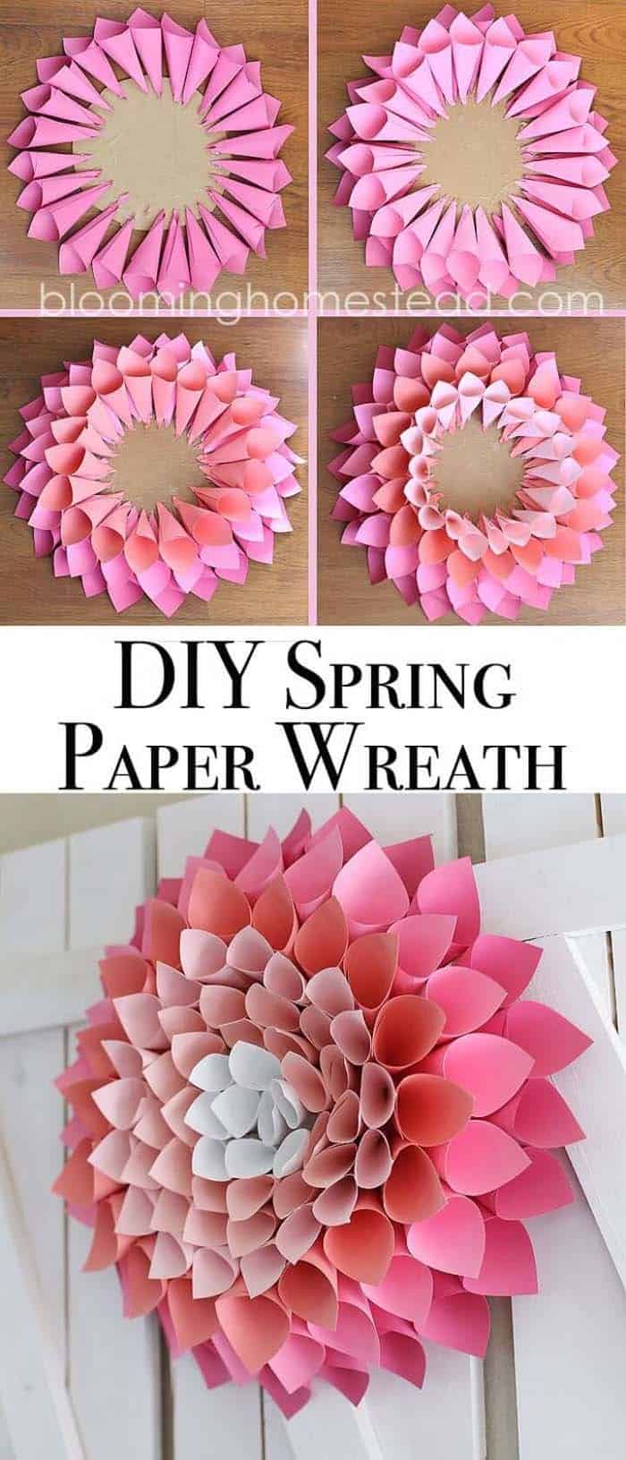 Easy Paper Cone Flower Wreath