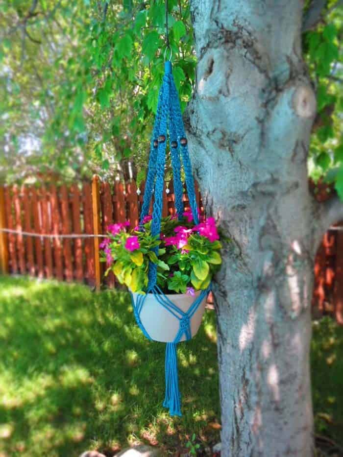 Make a Bright Colored Macrame Hanging Planter