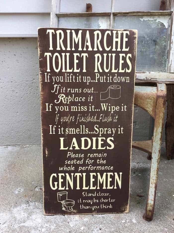 Toilet Rules Sign Reclaimed Wood