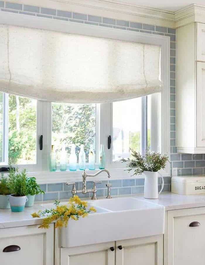 Light Blue Brick Backsplash Idea